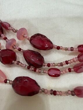 Elegant Pink Bead Long Necklace
